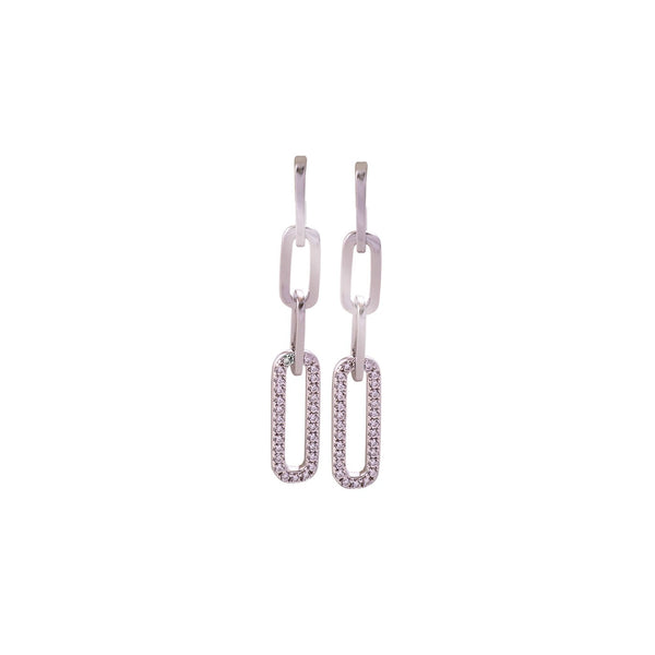 Paper Clip Collection Sterling Silver, Cubic Zirconia and White Gold Earrings Adler's - Adler's Jewelry of New Orleans