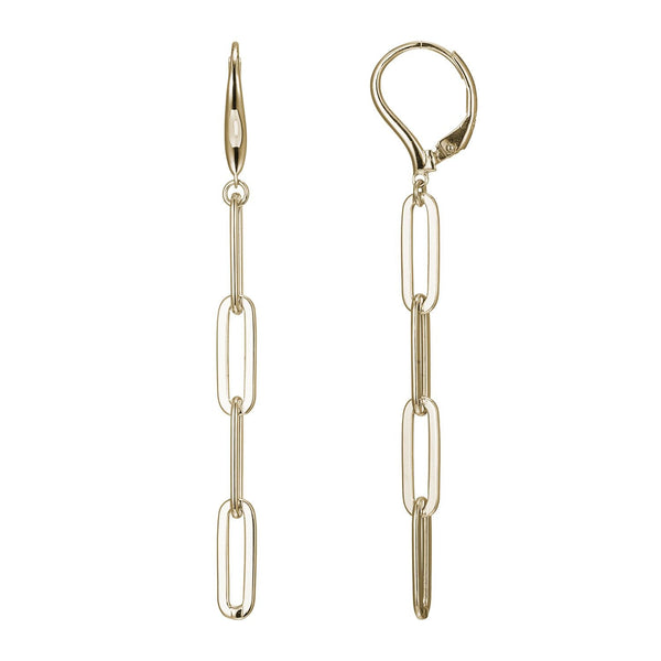 Paper Clip Collection Yellow Gold Lever Back Earrings Adler's - Adler's Jewelry of New Orleans