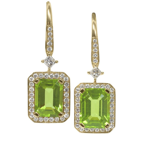 Peridot and Diamond Earrings in 18kt Yellow Gold Adler's - Adler's Jewelry of New Orleans