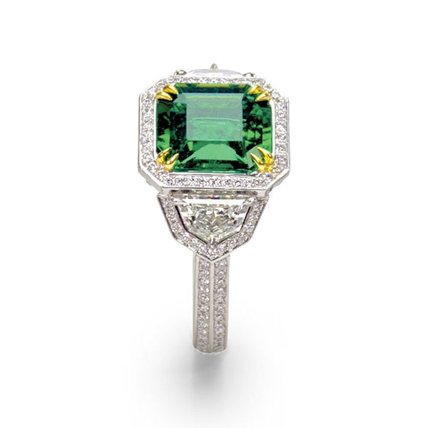 Platinum, 18k Yellow Gold, Emerald and Diamond Ring Adler's - Adler's Jewelry of New Orleans