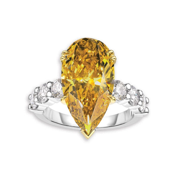 Platinum & 18k Yellow Gold, White & Cognac Diamond Ring Adler's - Adler's Jewelry of New Orleans