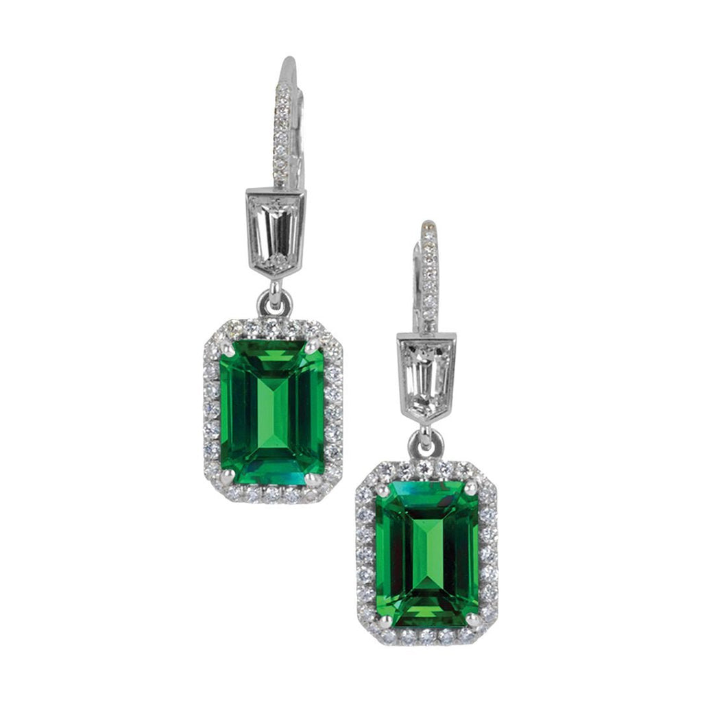 Platinum and 18K White Gold, Emerald and Diamond Earrings Adler's - Adler's Jewelry of New Orleans
