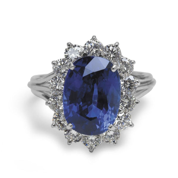 Platinum, Diamond and Natural Sapphire Ring Adler's - Adler's Jewelry of New Orleans