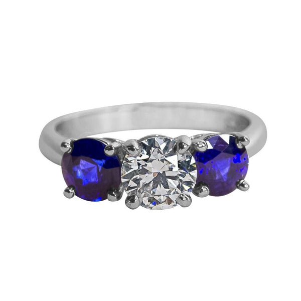 Platinum, Diamond (Approx 1 1/2ct) and Sapphire Ring Estate Adler's - Adler's Jewelry of New Orleans