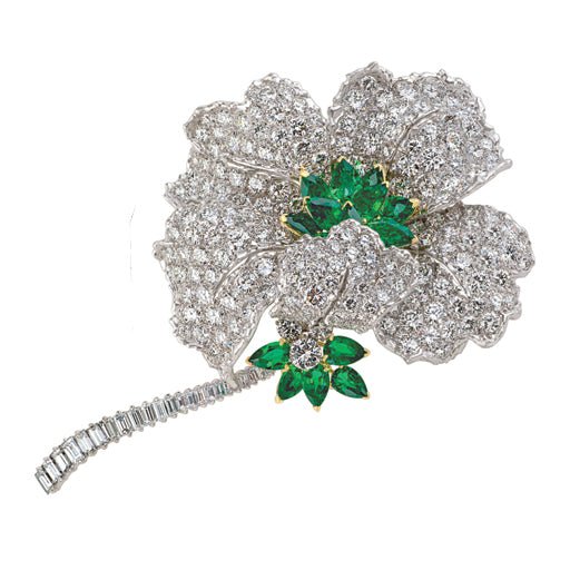 Platinum, Emerald and Diamond Brooch Adler's of New Orleans - Adler's Jewelry of New Orleans