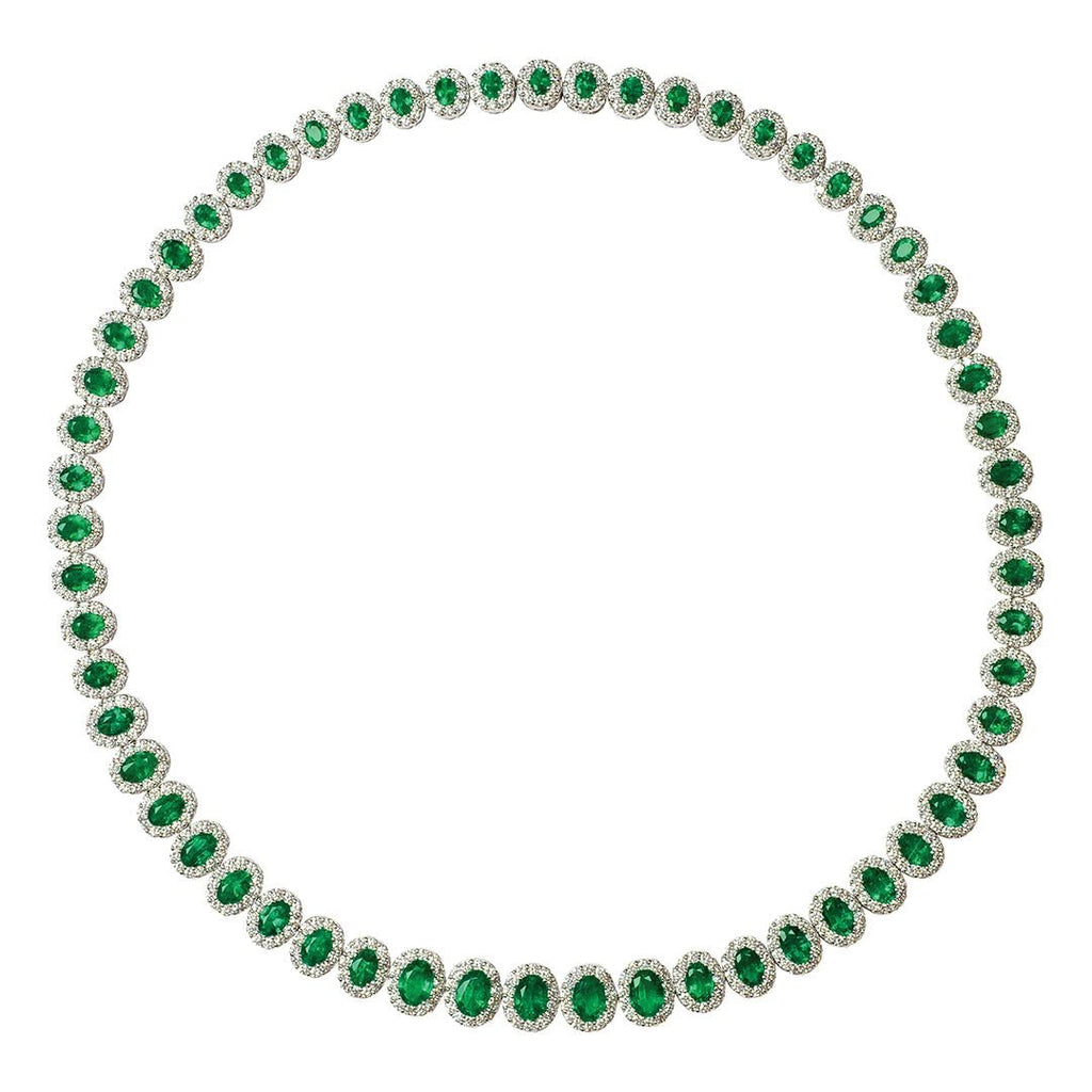 Elegant Emerald Diamond Necklace Set (White-Gold)- NEC01122201 – Dilan  Jewels