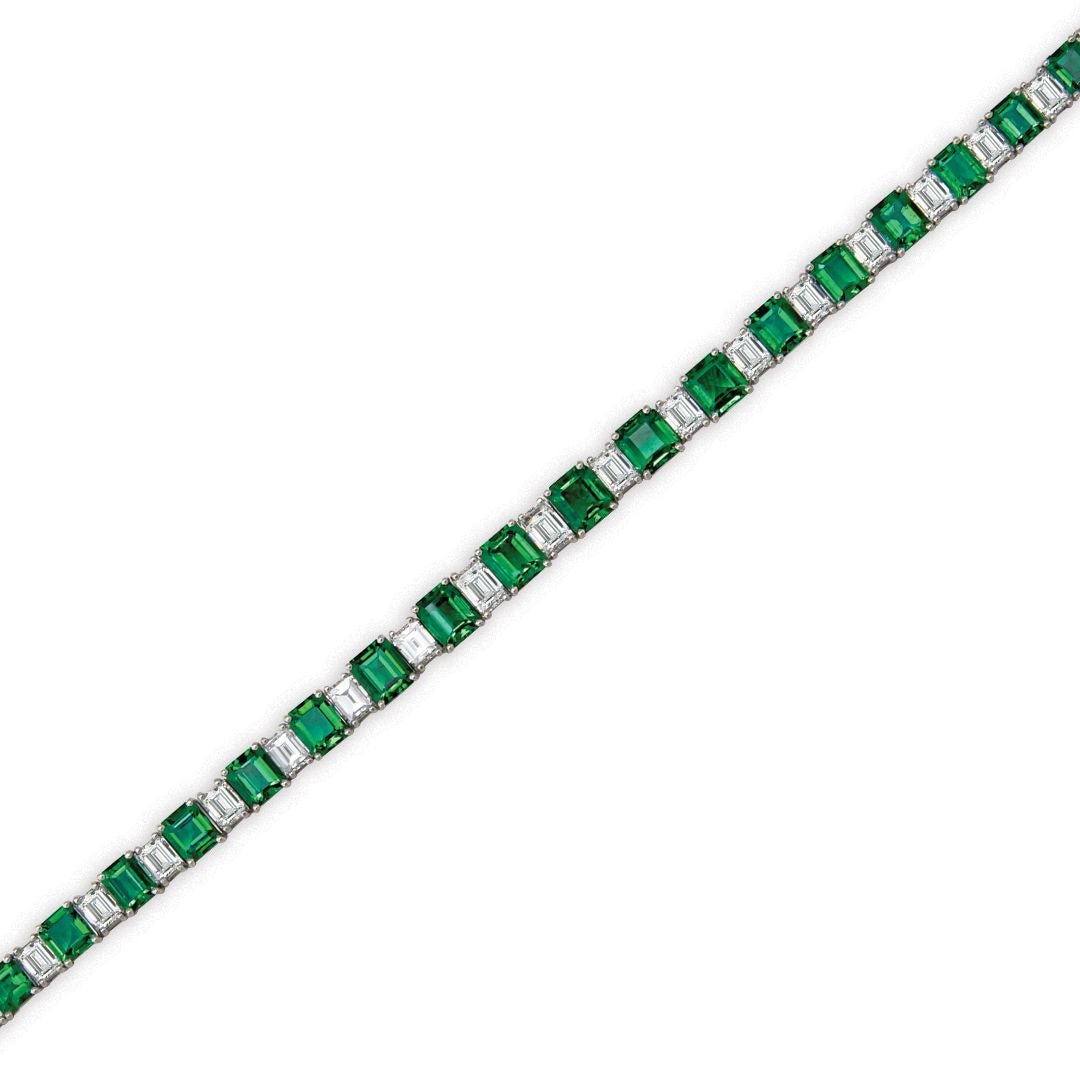 Oscar Heyman  Bros Emerald Platinum Diamond Bracelet