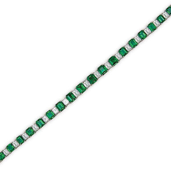 Platinum, Emerald & White Diamond Bracelet Adler's - Adler's Jewelry of New Orleans