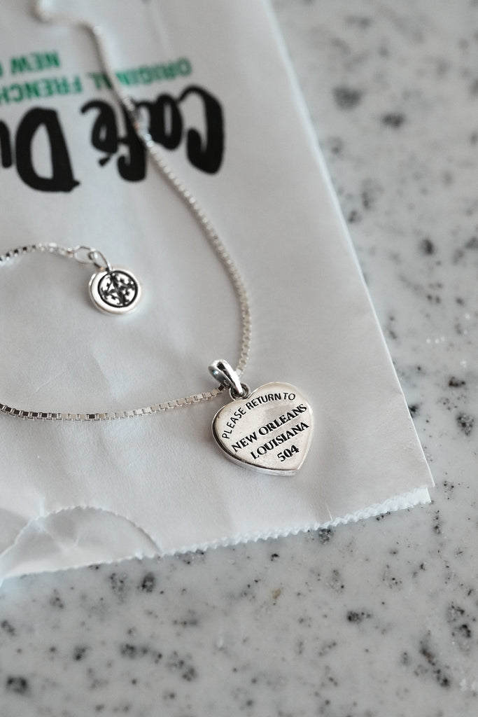 Please Return to New Orleans Heart Charm - BACKORDER Cristy Cali - Adler's Jewelry of New Orleans