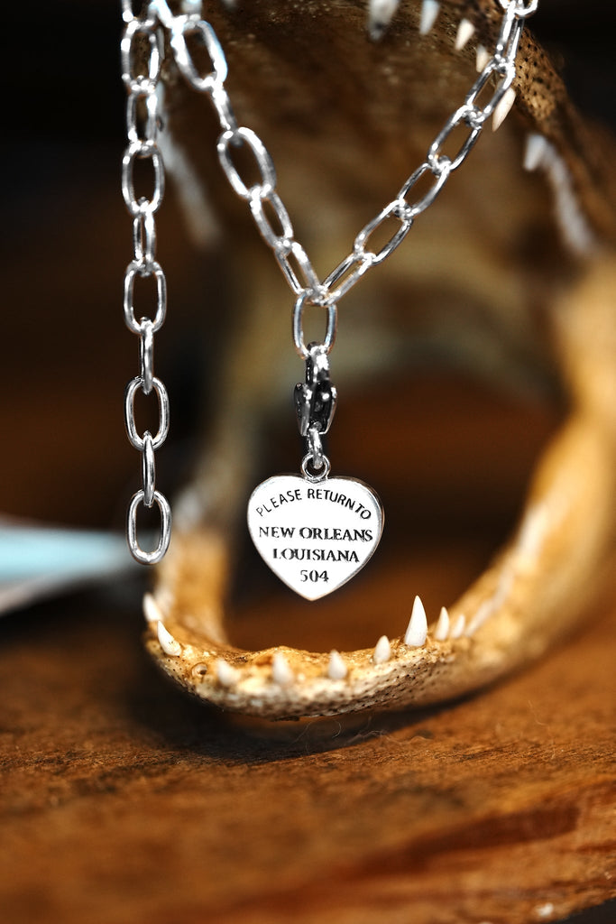 Please Return to New Orleans Heart Clip Charm Cristy Cali - Adler's Jewelry of New Orleans