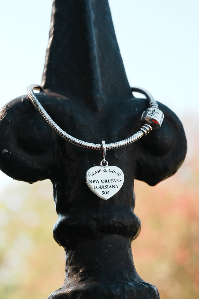 Please Return to New Orleans Heart Couture Charm - BACKORDER Cristy Cali - Adler's Jewelry of New Orleans