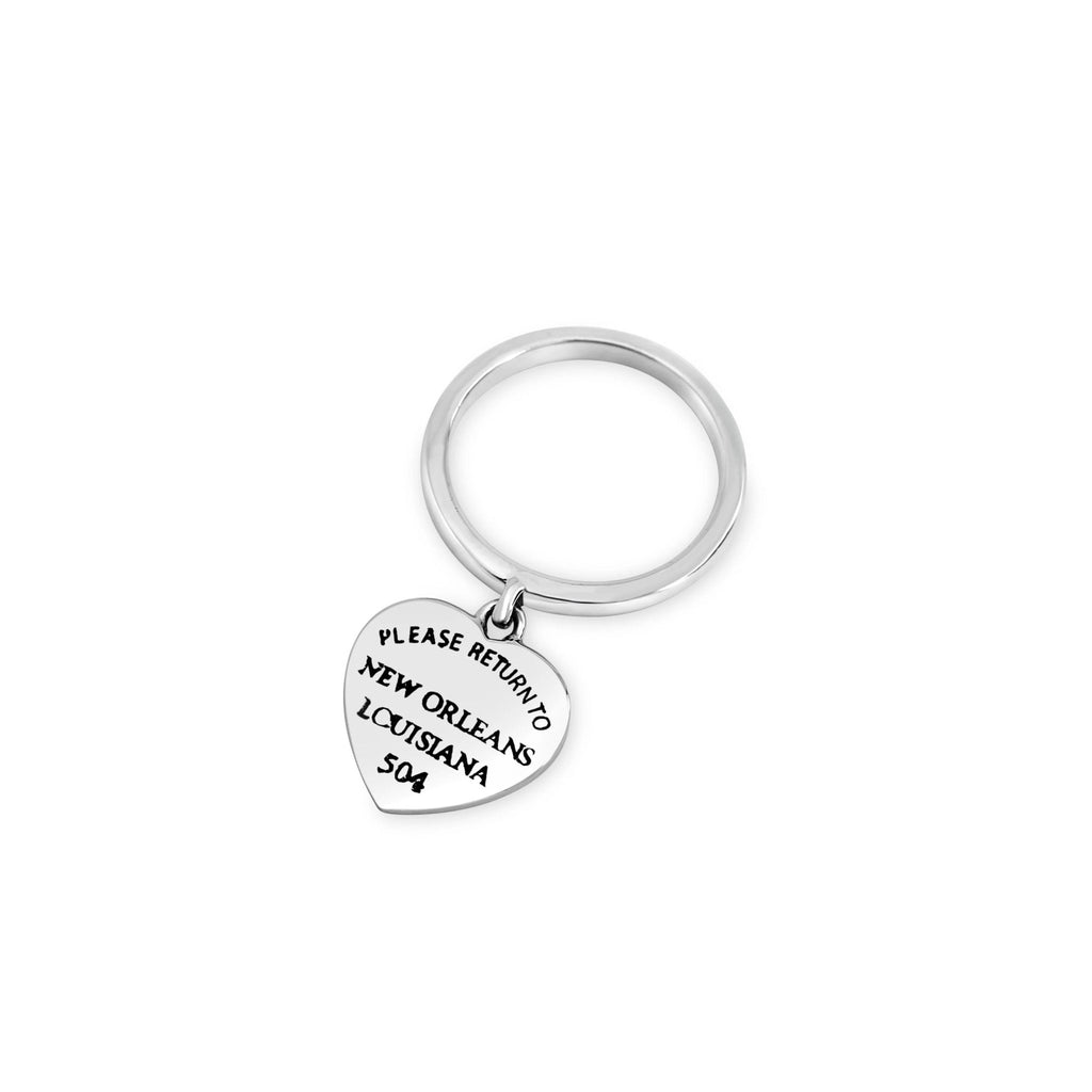 Please Return to New Orleans Heart Dangle Ring Cristy Cali - Adler's Jewelry of New Orleans