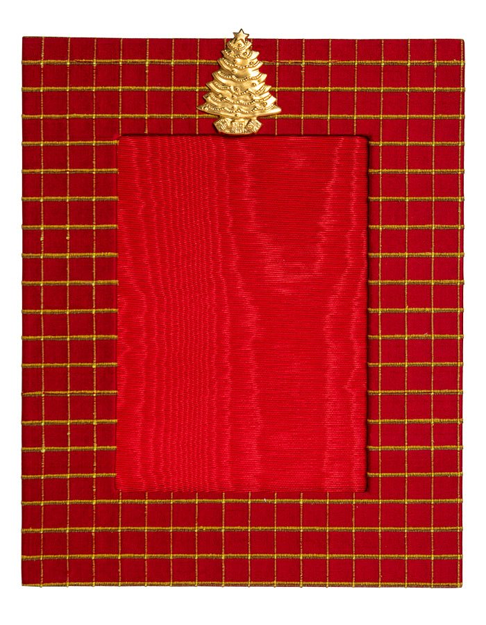 Red Silk with Golden Christmas Tree Picture Frame Adler's of New Orleans - Adler's Jewelry of New Orleans