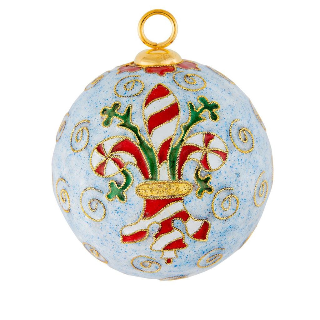 Santa Gator Fleur de Lis Cloisonné Ornament Kitty Keller - Adler's Jewelry of New Orleans