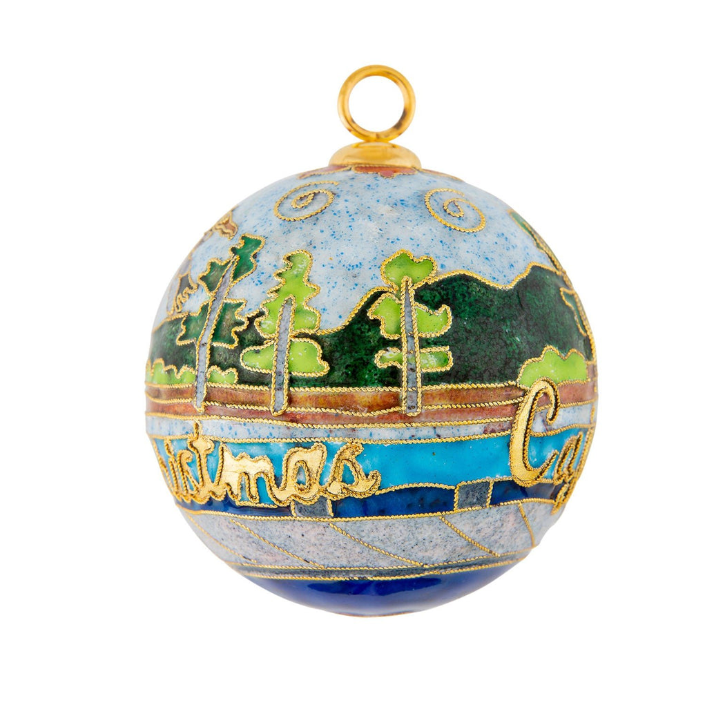 Santa Gator on Dock Cloisonné Ornament Kitty Keller - Adler's Jewelry of New Orleans