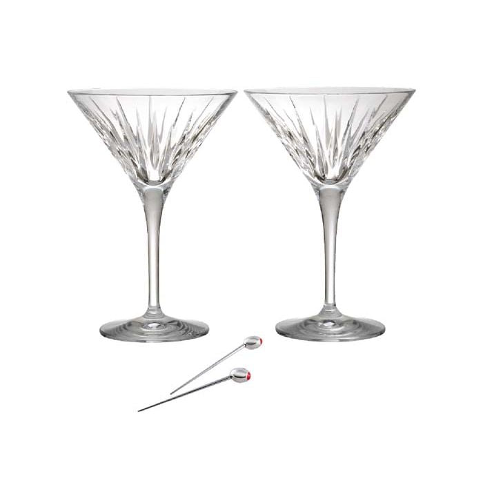 Crystal Martini Glasses with Spears Design, Set of 2
