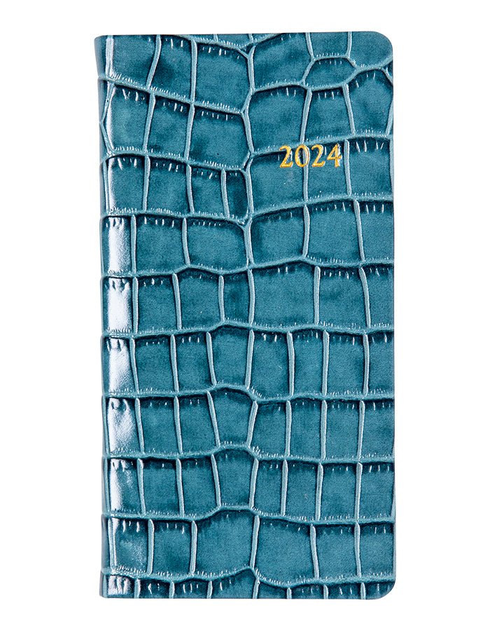 Sky Blue Croc Leather Date Journal Adler's of New Orleans - Adler's Jewelry of New Orleans