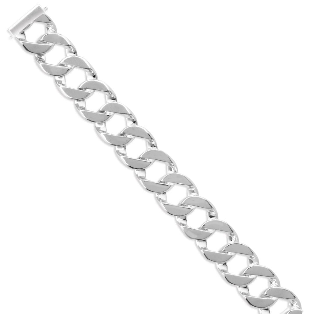 Silver Diamond Cut Solid Curb Bracelet | Warren James