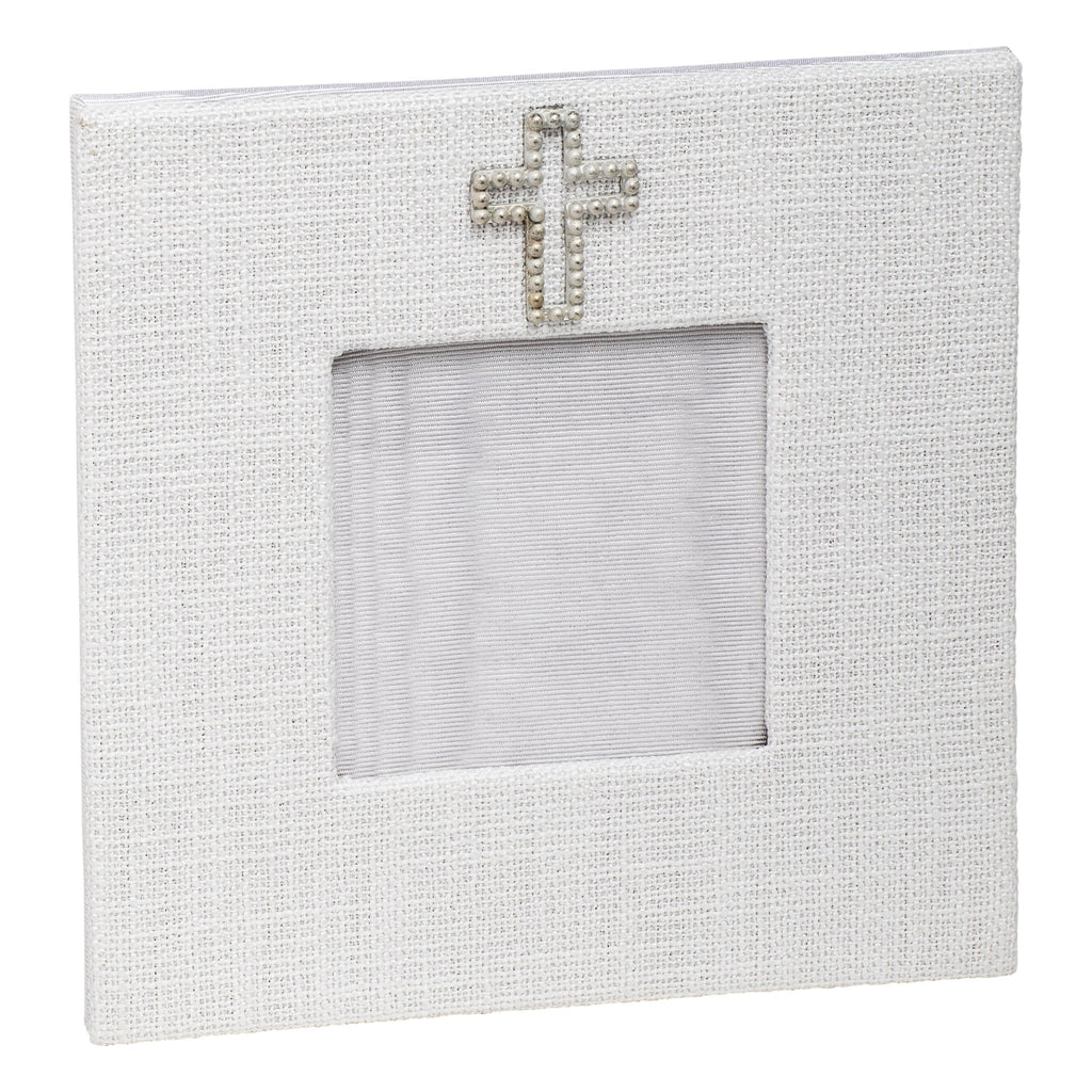 White Linen with Pearl Cross Frame Adler's of New Orleans - Adler's Jewelry of New Orleans