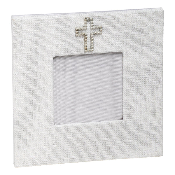 White Linen with Pearl Cross Frame Adler's of New Orleans - Adler's Jewelry of New Orleans